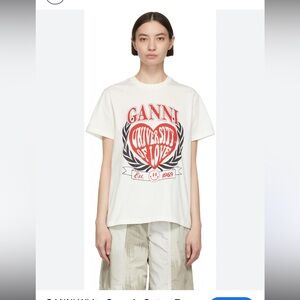 Ganni Organic Cotton White Tee XS
